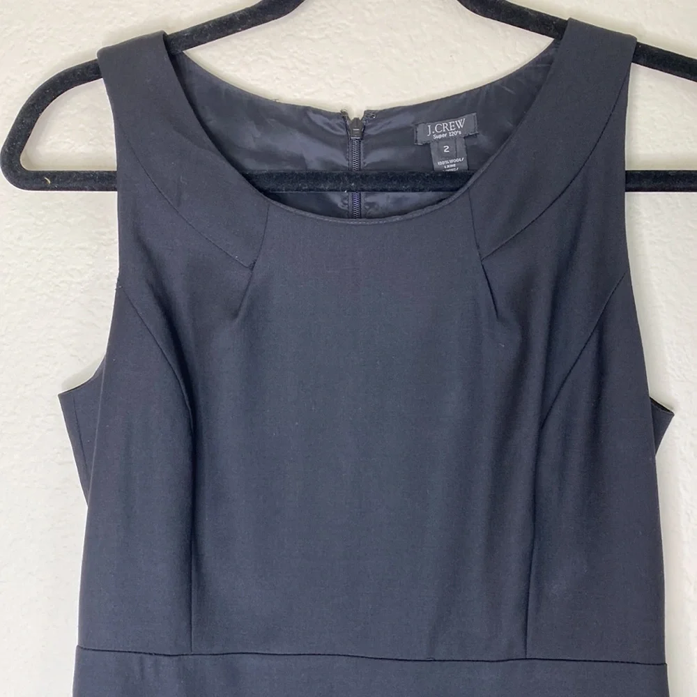J. Crew dress Sz 2 two women’s black super 120’s black wool lined tank pockets